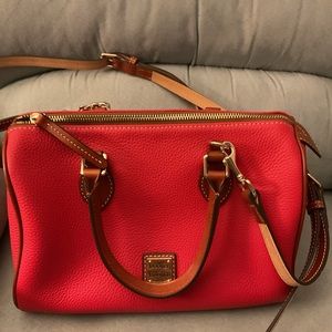 Dooney & Bourke Geranium leather barrel satchel